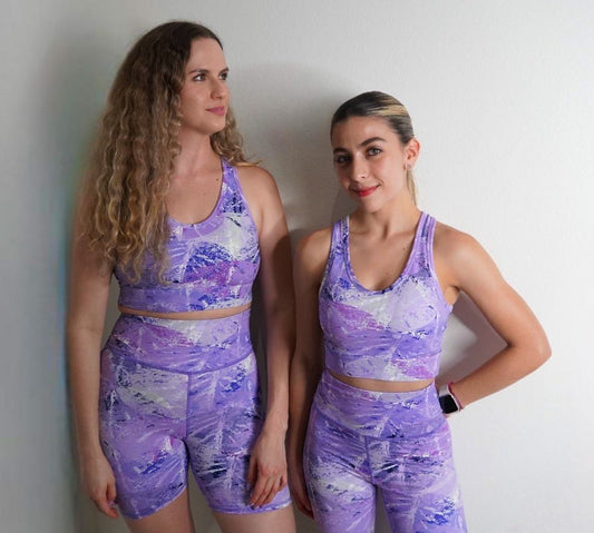 Purple Print Shorts and Bra Set